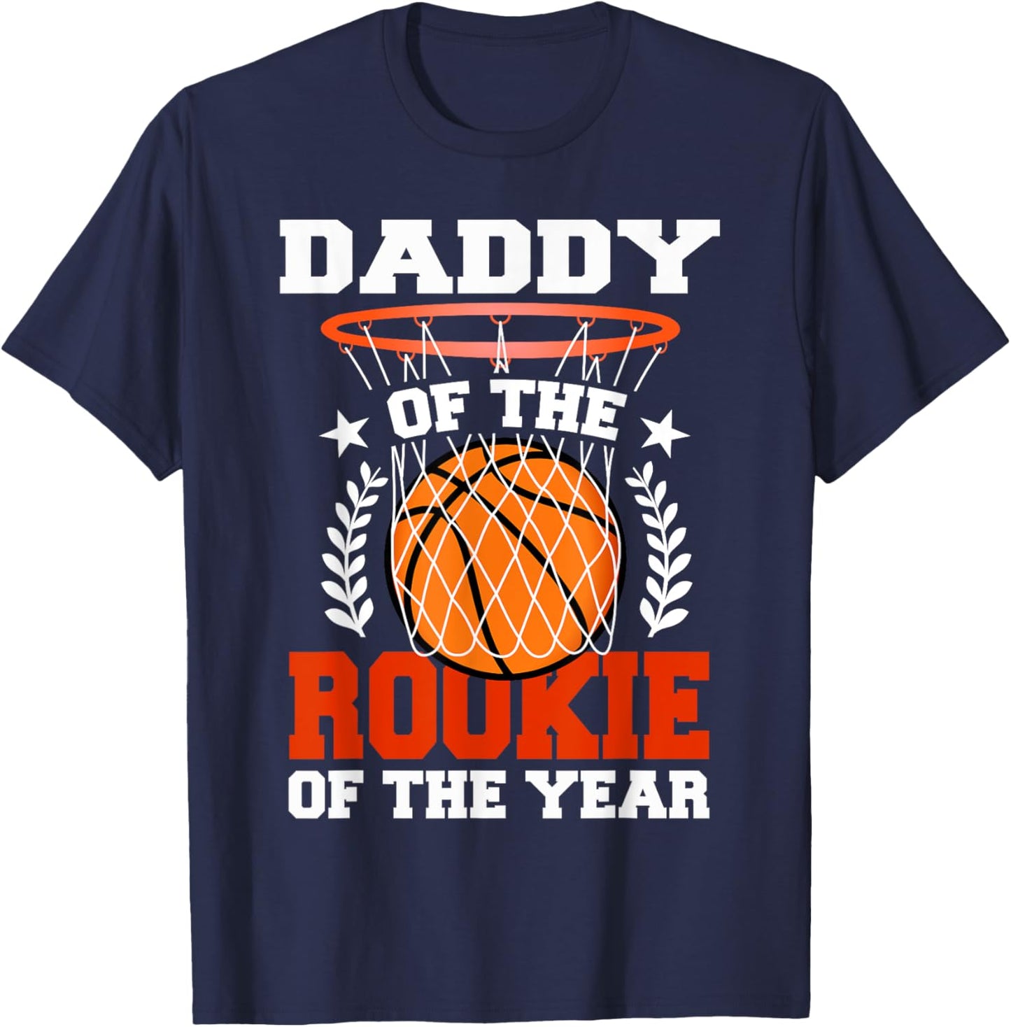 Daddy Of Rookie 1st Basketball Birthday Theme Matching T-Shirt - T-Shirt | Navy