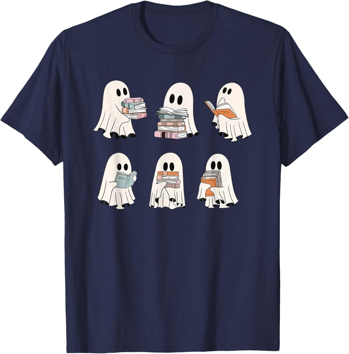 Cute Boo Ghost Read More Books, Funny Halloween, Book Lover T-Shirt - T-Shirt | Navy