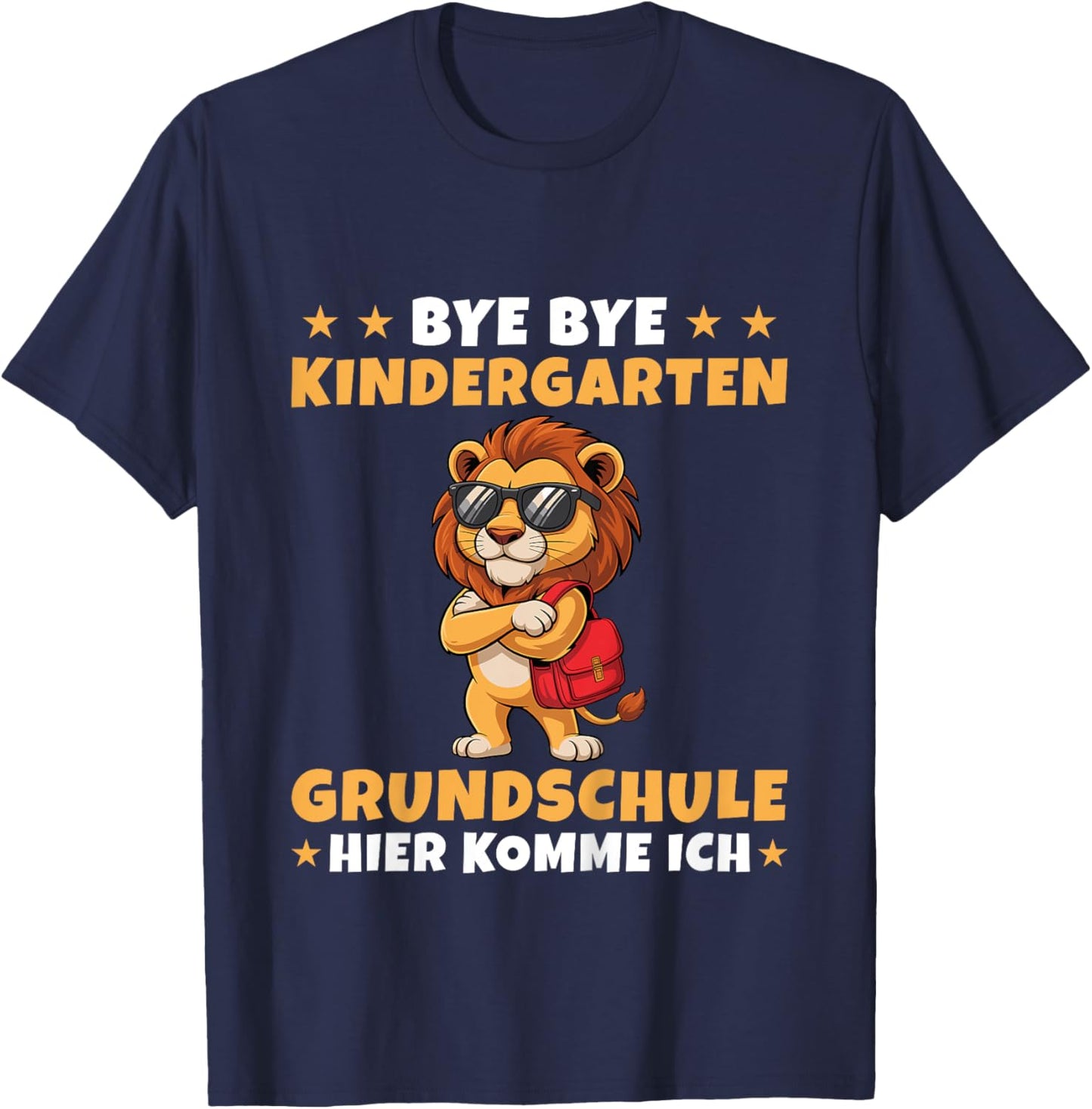 Kinder Grundschule Ich komme Löwe Einschulung T-Shirt - T-Shirt | Navy