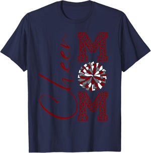Cheer Mom | Burgandy Gray White Maroon Silver Leopard Print T-Shirt - T-Shirt | Navy