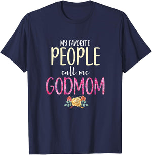 My Favorite People Call Me Godmom Floral Flowers T-Shirt - T-Shirt | Navy