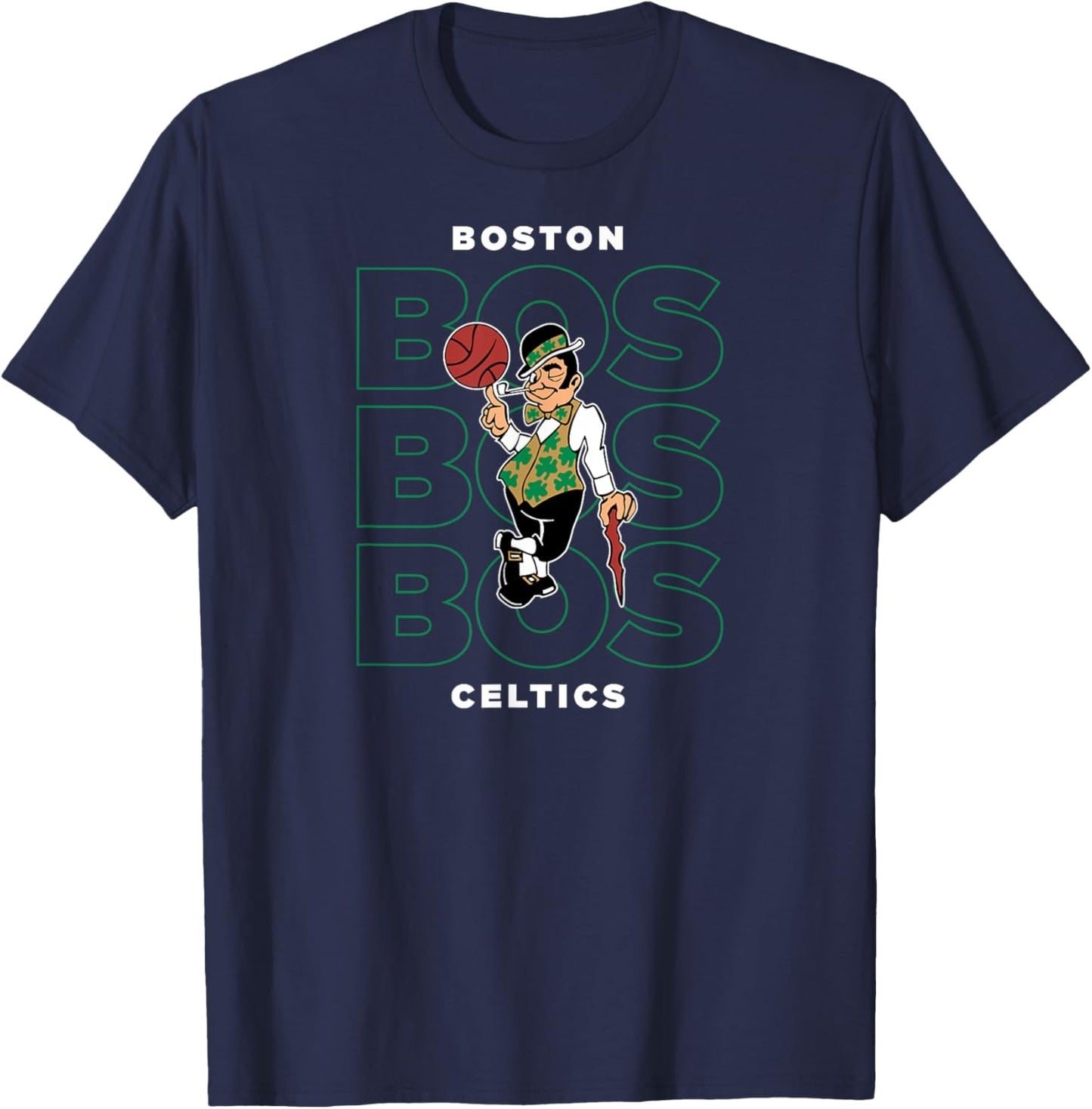 NBA - Aufgestapeltes Stadt-Logo der Boston Celtics T-Shirt - T-Shirt | Navy