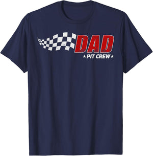Dad Pit Crew Race Car Birthday Family Matching Pit Crew T-Shirt - T-Shirt | Navy