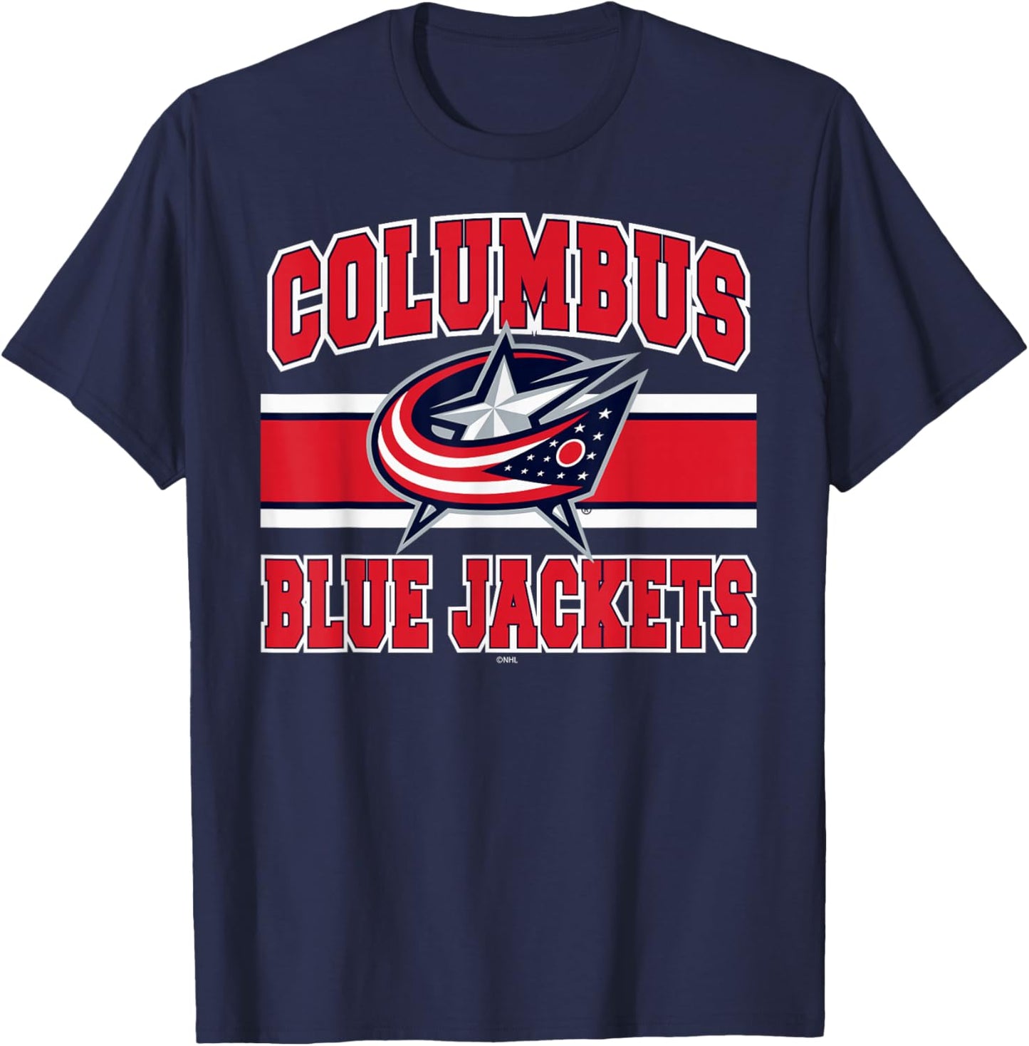Columbus Blue Jackets Stripe Officially Licensed T-Shirt - T-Shirt | Navy