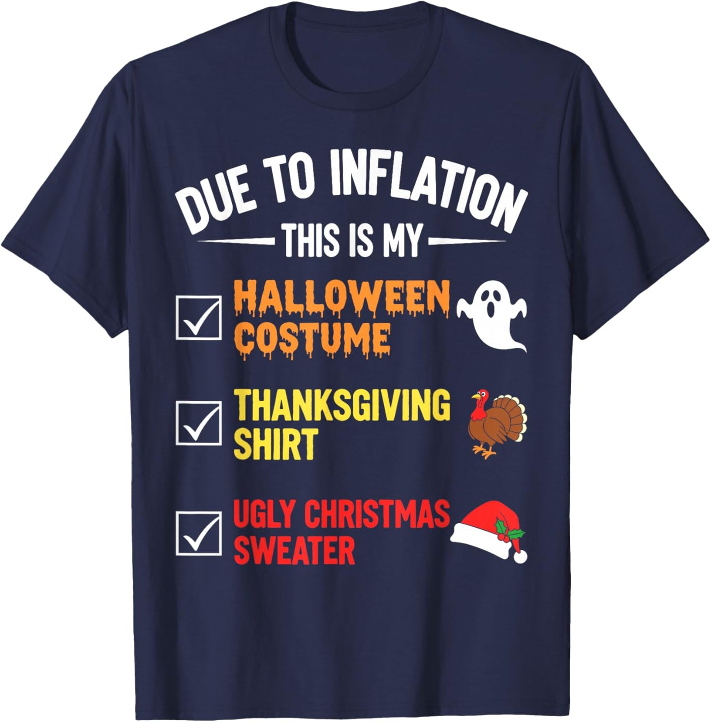 Due to Inflation This My Halloween Costume Men Women Funny T-Shirt - T-Shirt | Navy