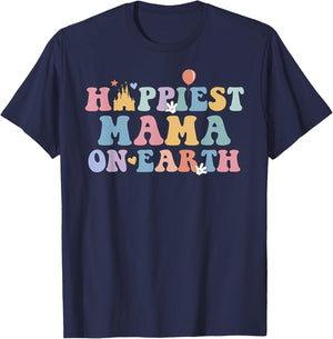 Happiest Mama On Earth, Mother's Day, Matching Family Trip T-Shirt - T-Shirt | Navy