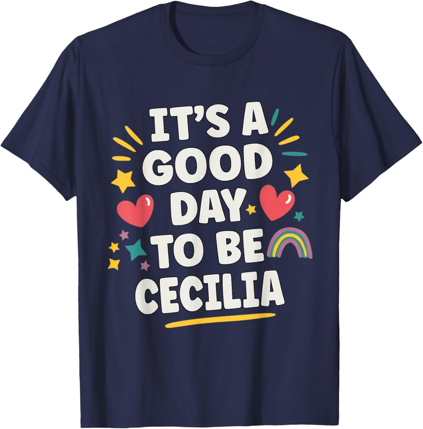 Cecilia Personalized Retro Girls Custom Cecilia Name T-Shirt - T-Shirt | Navy