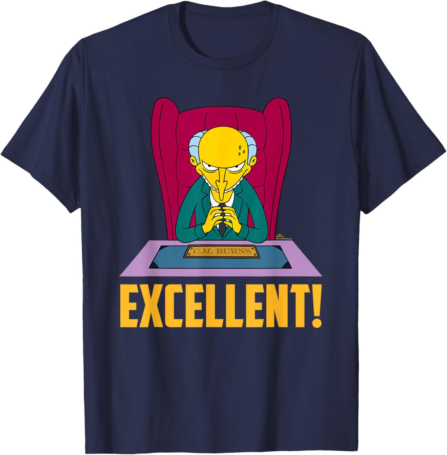 The Simpsons Mr. Burns at Desk Excellent T-Shirt - T-Shirt | Navy