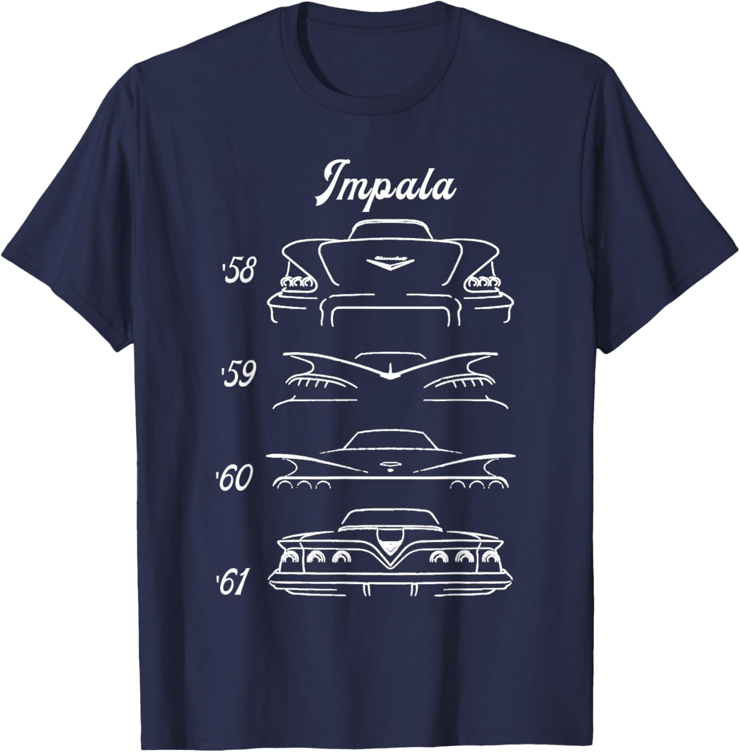 Vintage 58 59 60 61 1961 Impala Old School Muscle Classic T-Shirt - T-Shirt | Navy