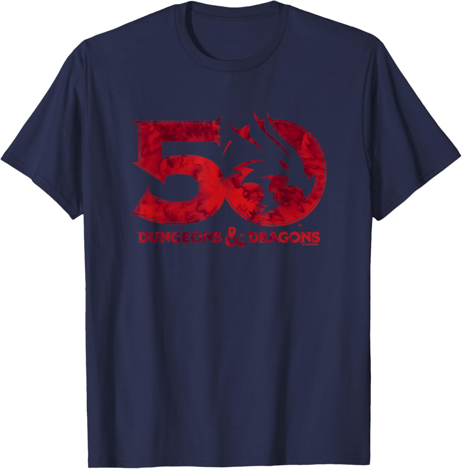 Dungeons & Dragons Dyed 50th Stacked Logo T-Shirt - T-Shirt | Navy