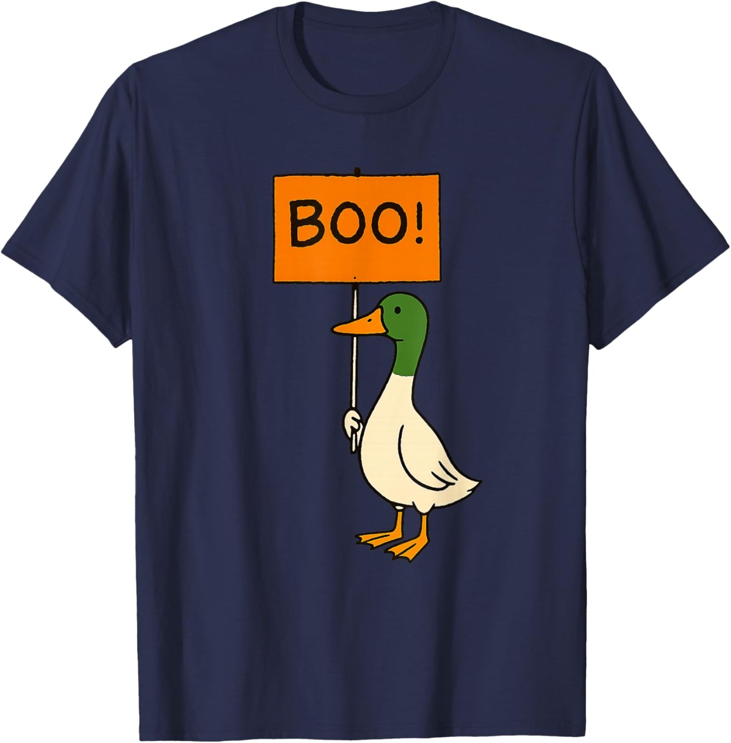 Funny Goose Halloween Boo Sign T-Shirt - T-Shirt | Navy
