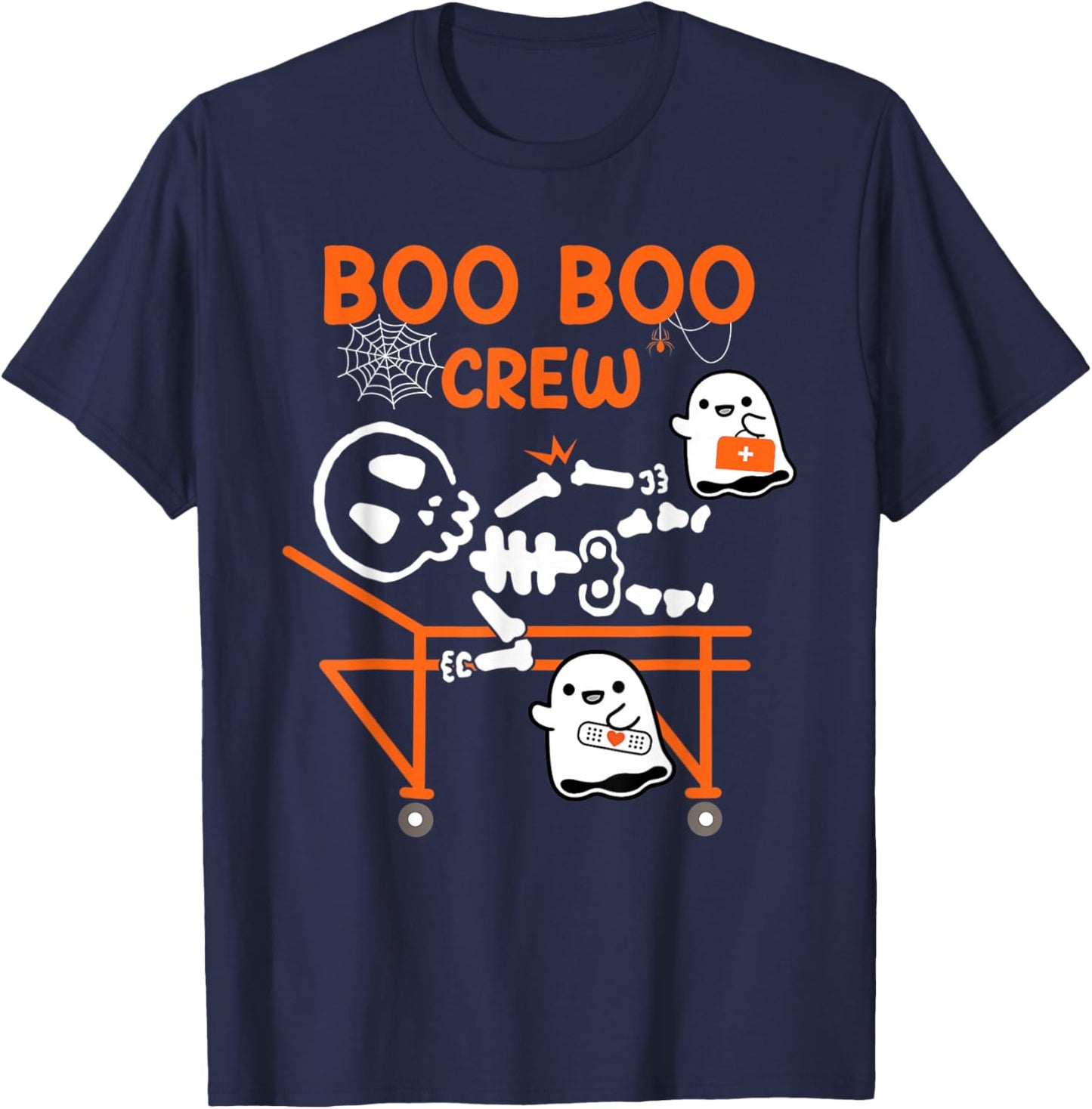 Boo Boo Crew Funny Ghost Nurse Retro Spooky Season Halloween T-Shirt - T-Shirt | Navy