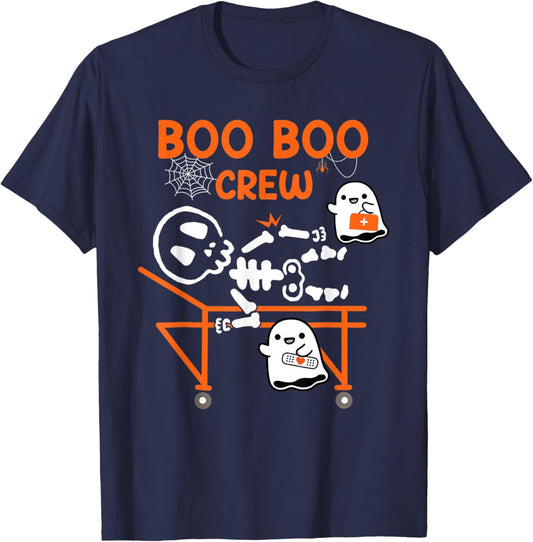 Boo Boo Crew Funny Ghost Nurse Retro Spooky Season Halloween T-Shirt - T-Shirt | Navy