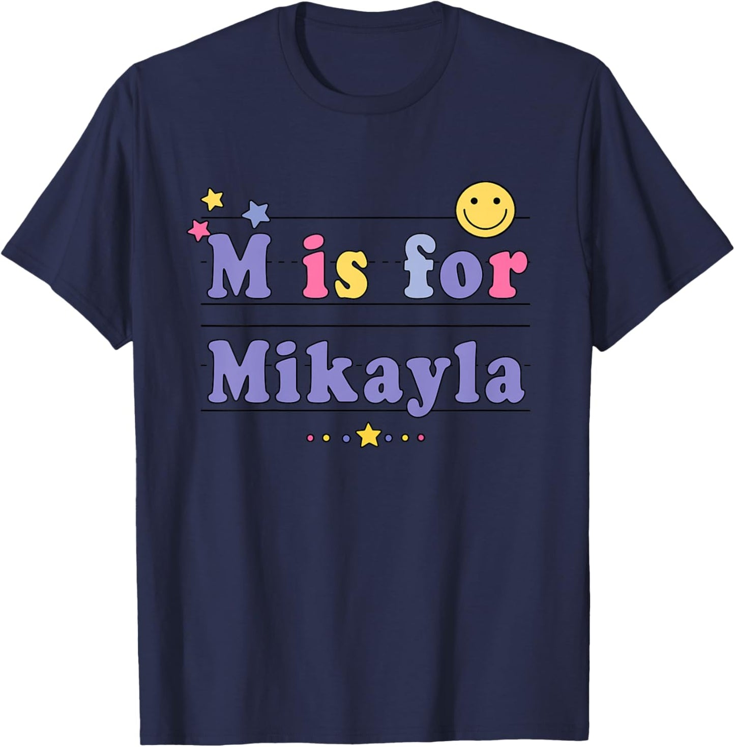 Kids Mikayla Name Shirt Alphabet M is for Mikayla T-Shirt - T-Shirt | Navy