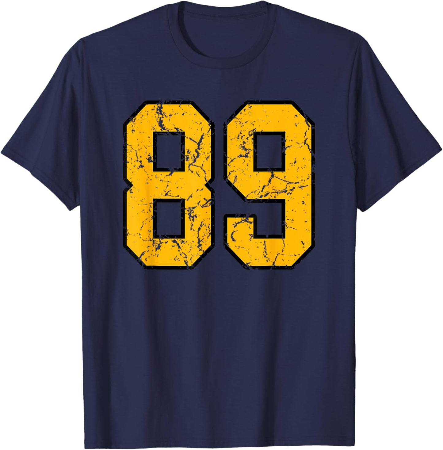 Gold and Black Sports Number 89 Jersey Uniform Player T-Shirt - T-Shirt | Navy