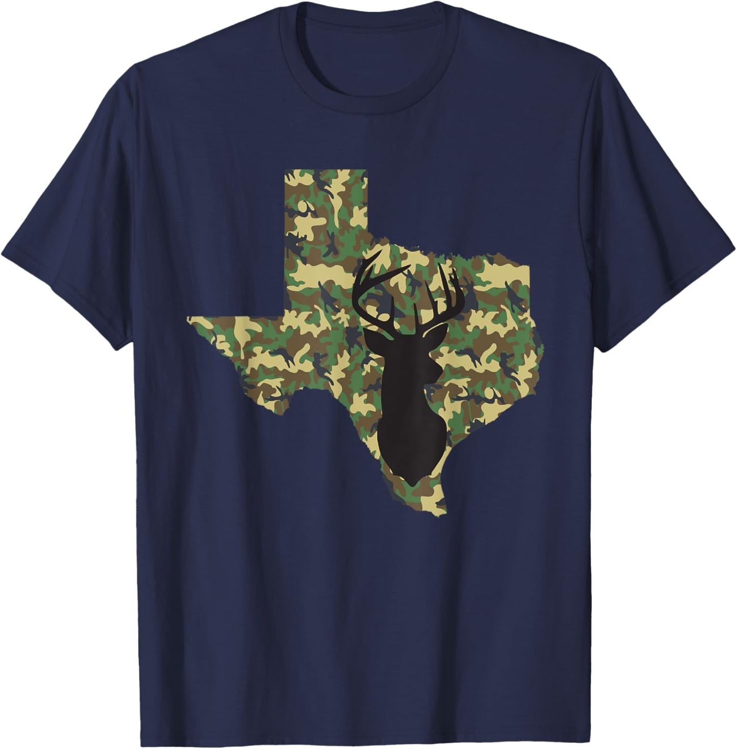 Deer Hunter Camouflage Hunting Safety Orange State Texas T-Shirt - T-Shirt | Navy
