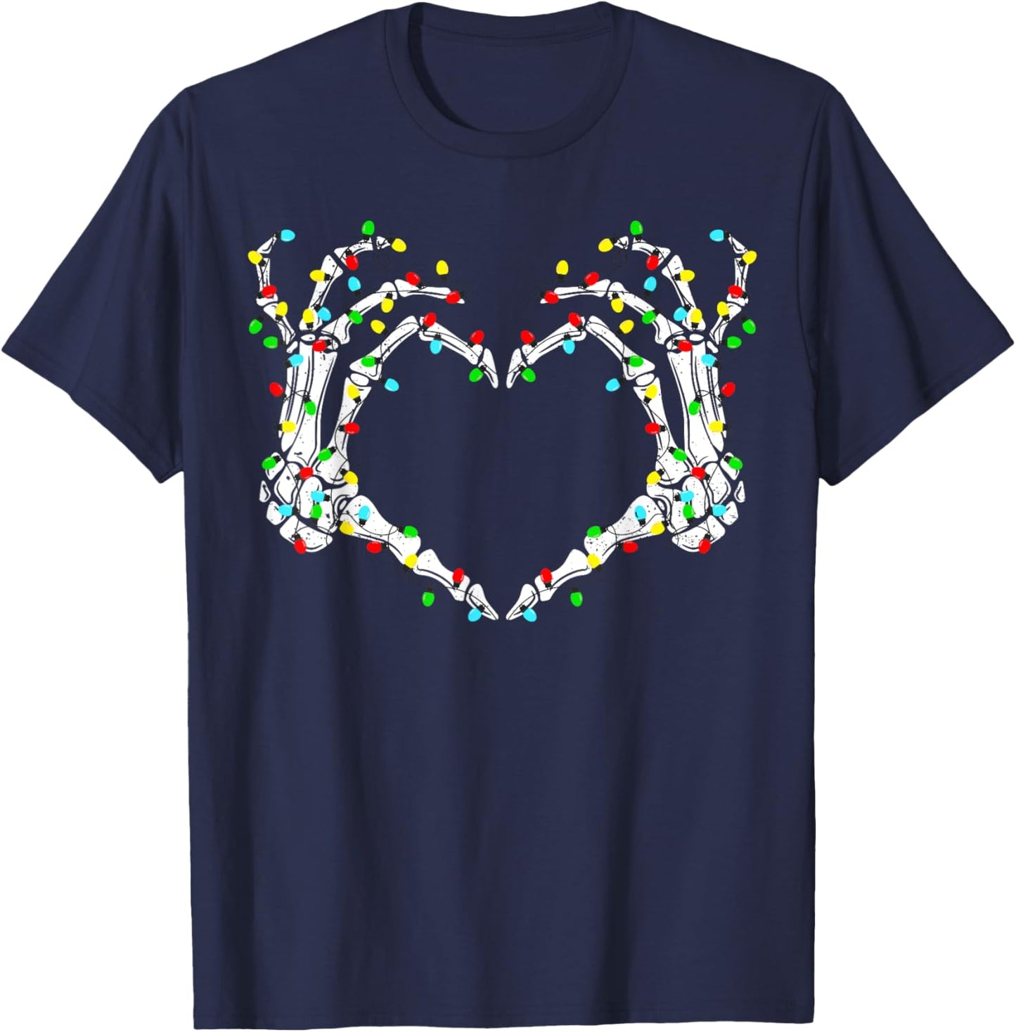 Skeleton Hands Heart Sign Light Christmas Costume Women Girl T-Shirt - T-Shirt | Navy