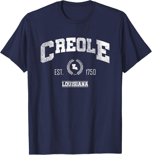 Creole LA | Louisiana | Vintage Throwback T-Shirt - T-Shirt | Navy