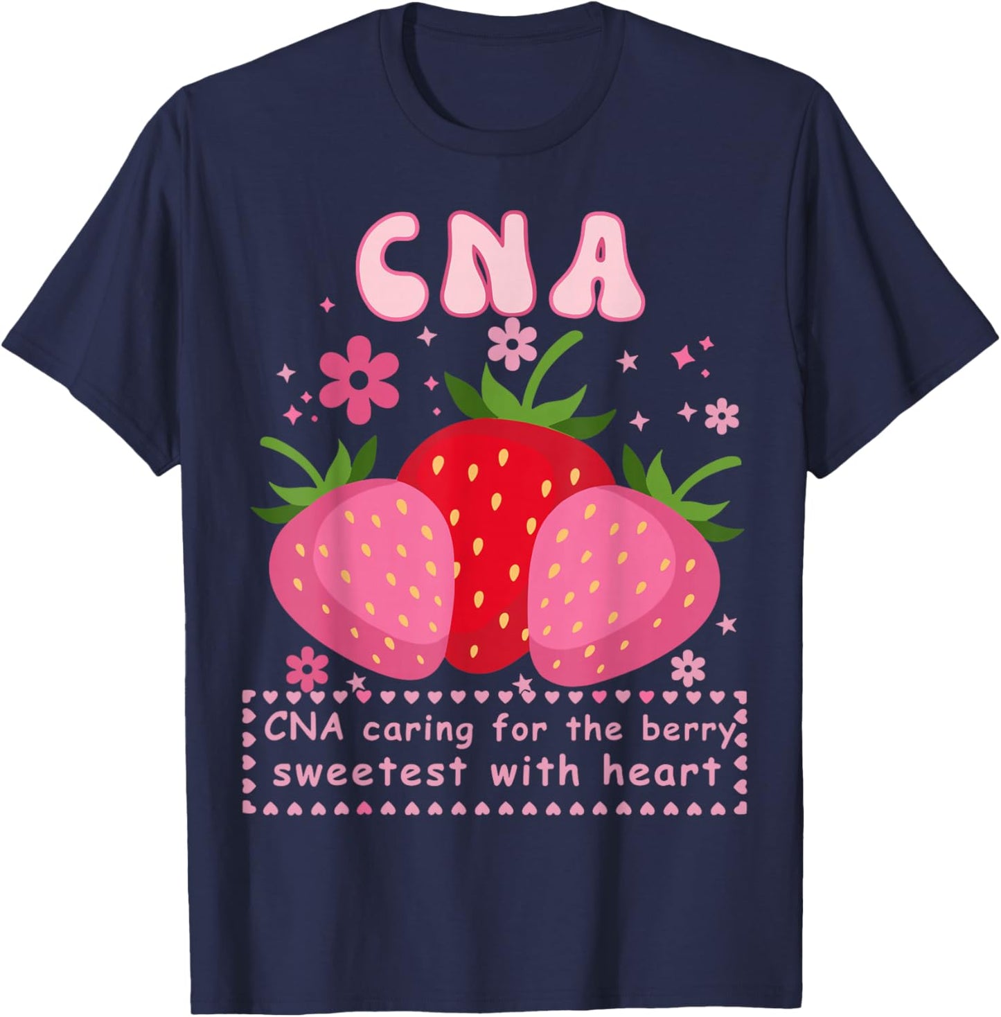 CNA Nurse Life Caring Hands Healing Hearts T-Shirt - T-Shirt | Navy