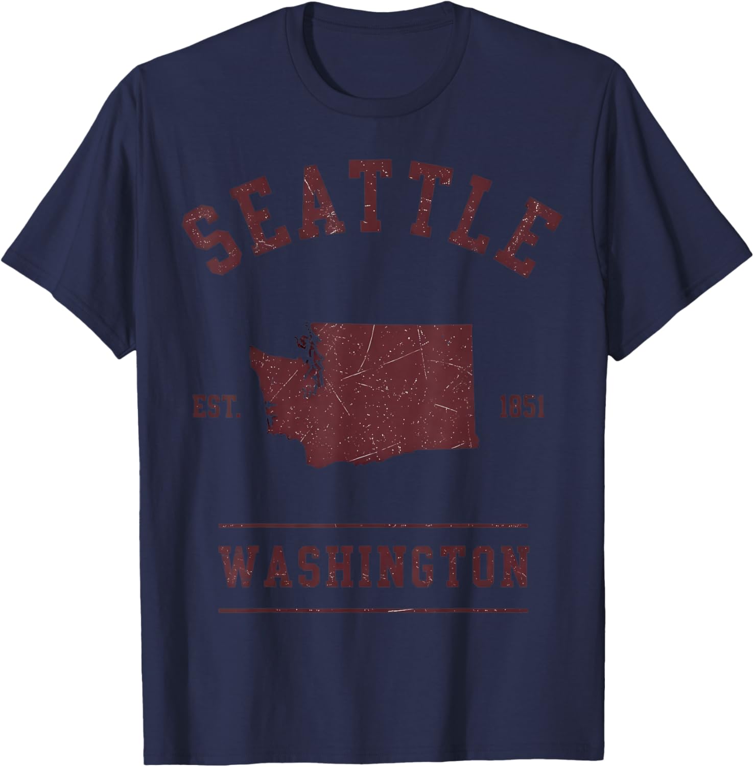 Seattle Est 1851 Washington State T-Shirt - T-Shirt | Navy