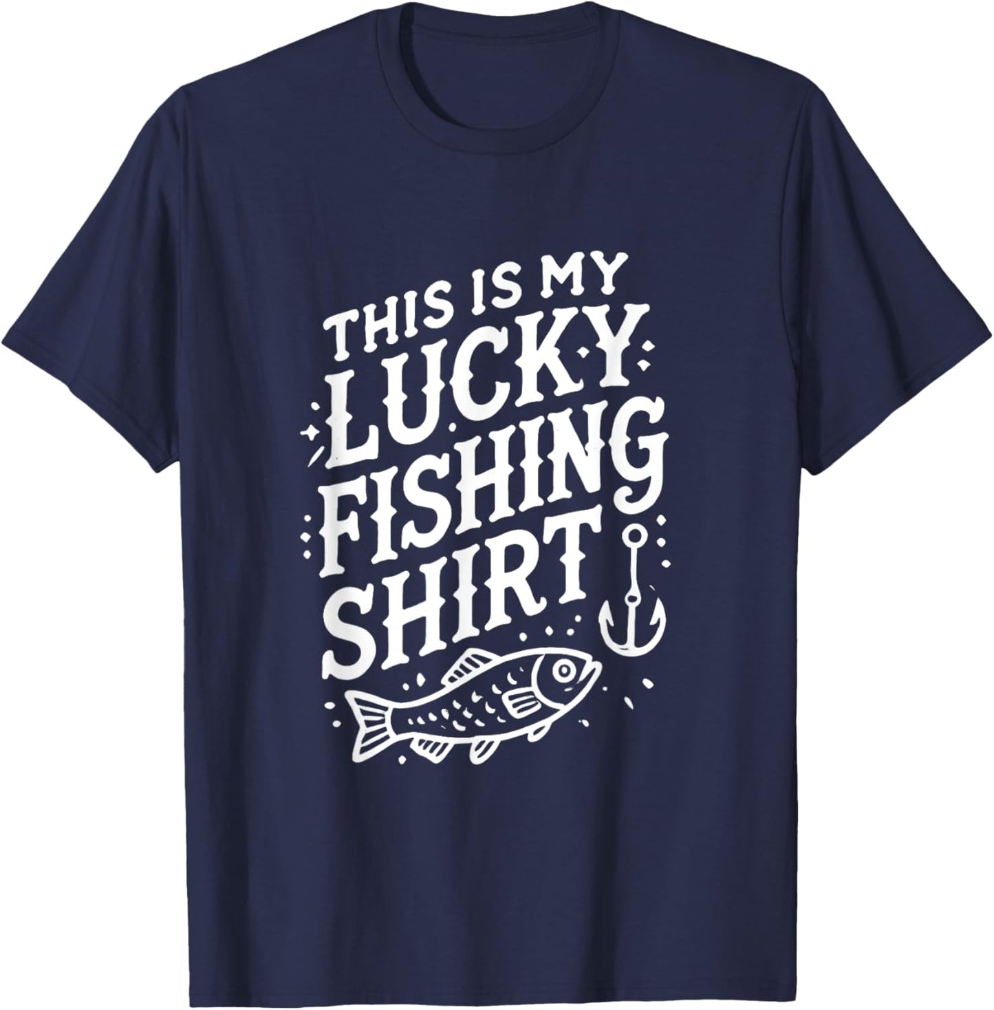 This Is My Lucky Fishing Gear - Funny Fisherman Artwork T-Shirt - T-Shirt | Navy