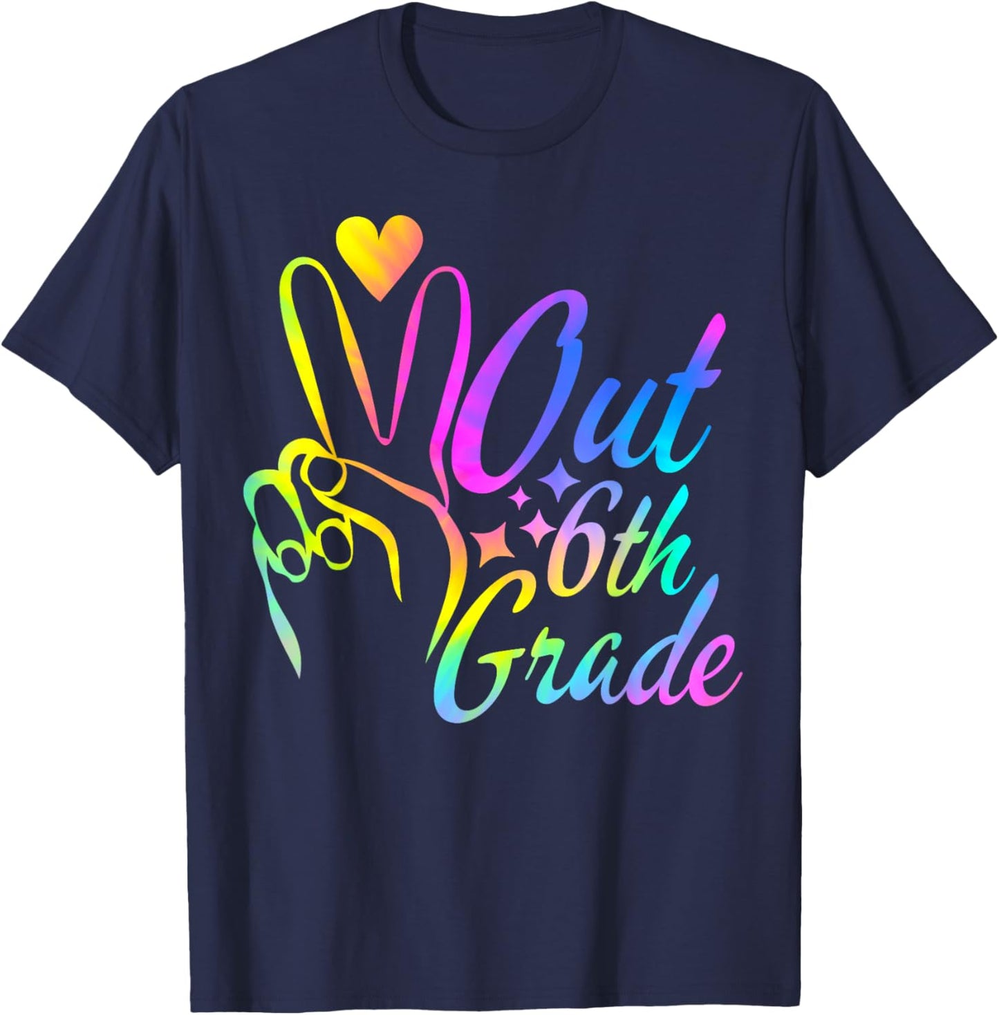 Peace Out 6th Grade Tie Dye Graduation Last Day Of School T-Shirt - T-Shirt | Navy