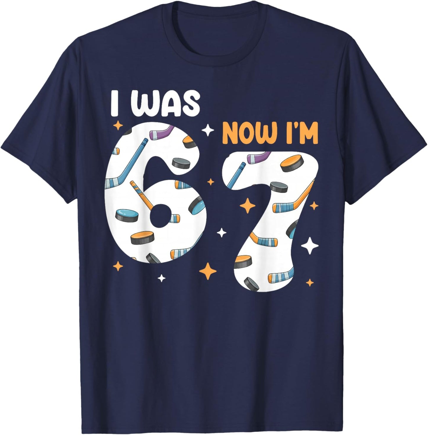 I was 6 Now I'm 7 Hockey Birthday T-Shirt - T-Shirt | Navy