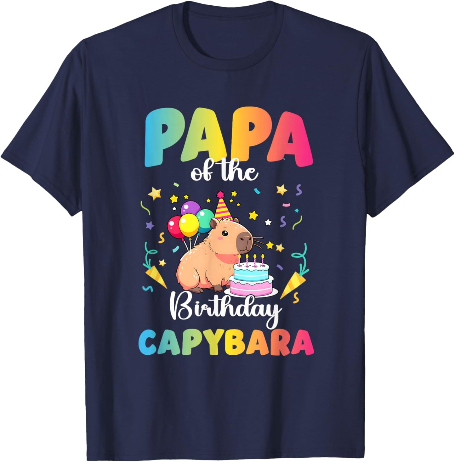 Papa of The Birthday Girl Capybara Bday Party Family T-Shirt - T-Shirt | Navy