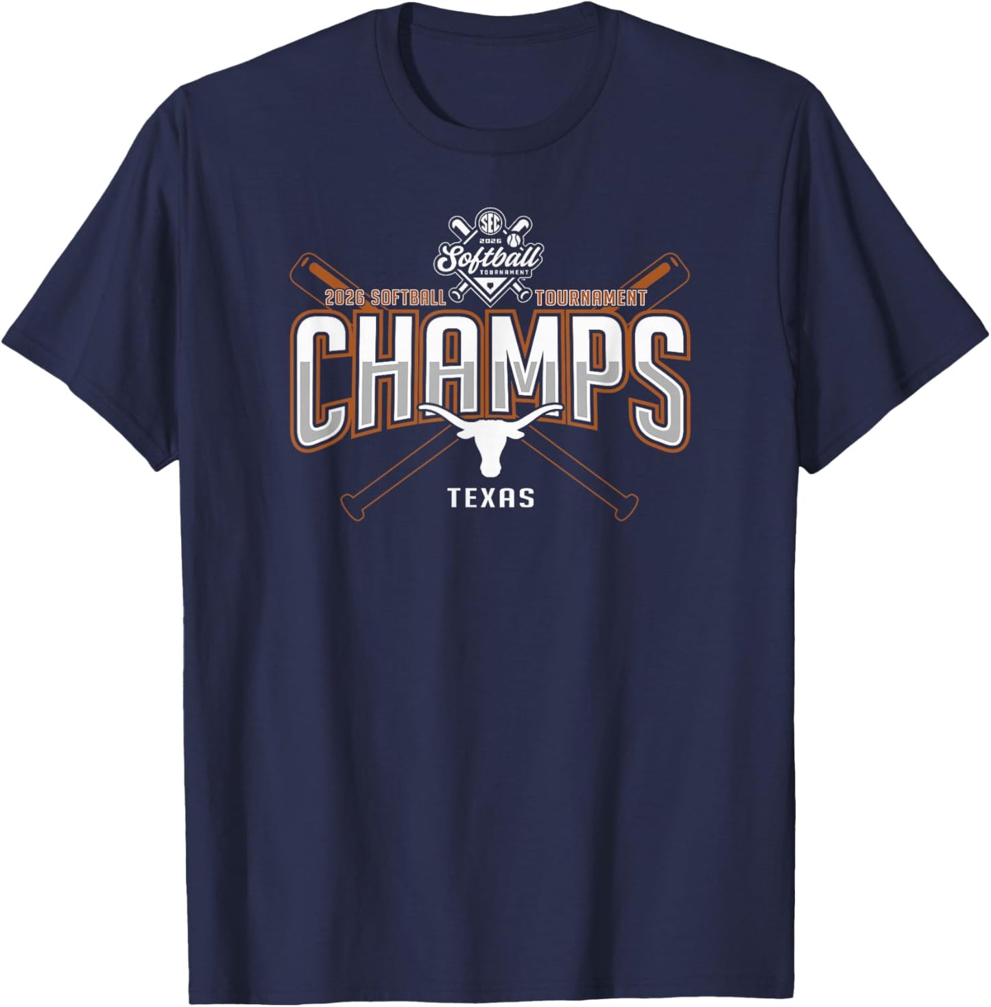 Texas Longhorns SEC Champs 2026 Softball Tournament T-Shirt - T-Shirt | Navy