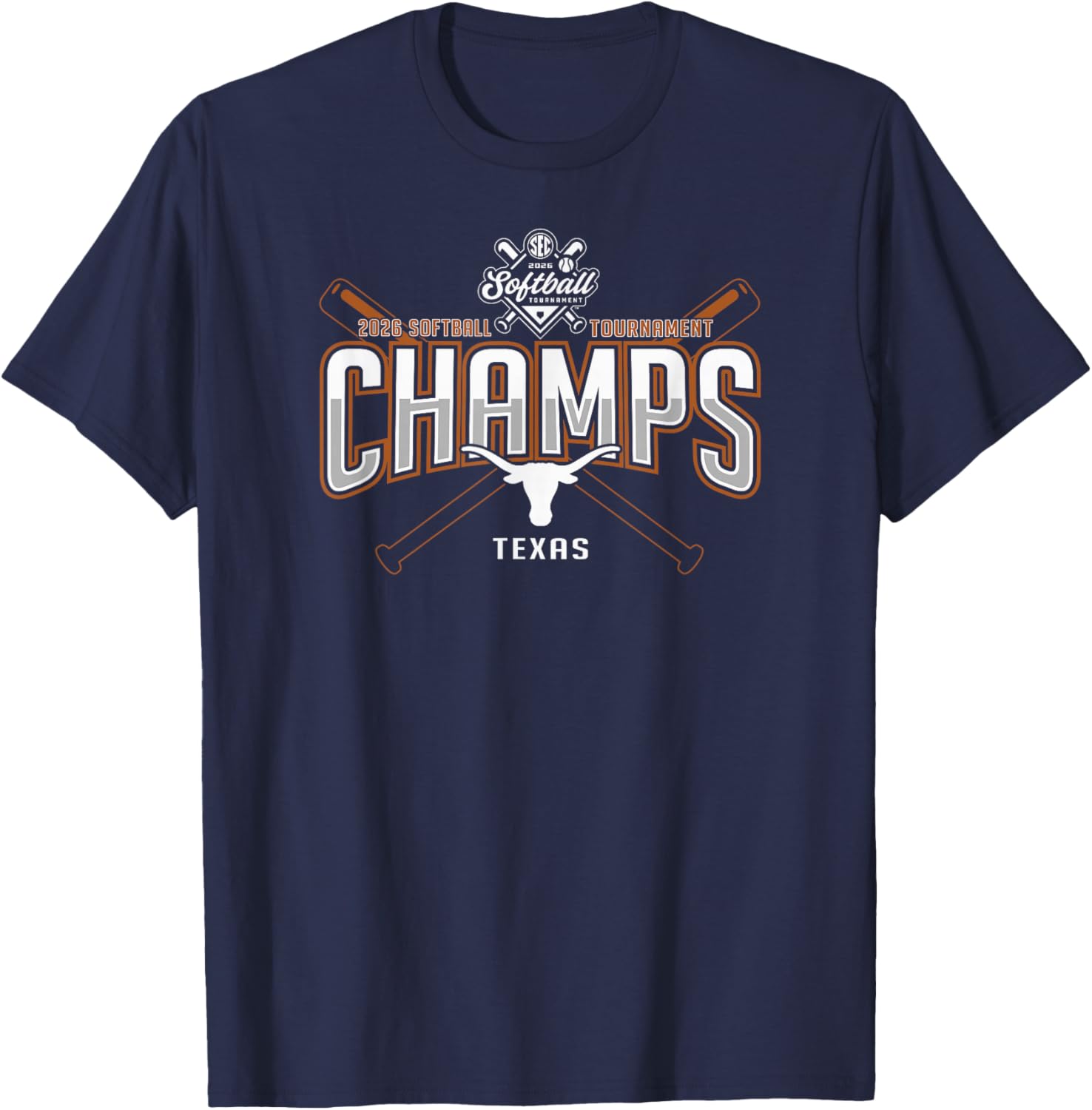 Texas Longhorns SEC Champs 2026 Softball Tournament T-Shirt - T-Shirt | Navy