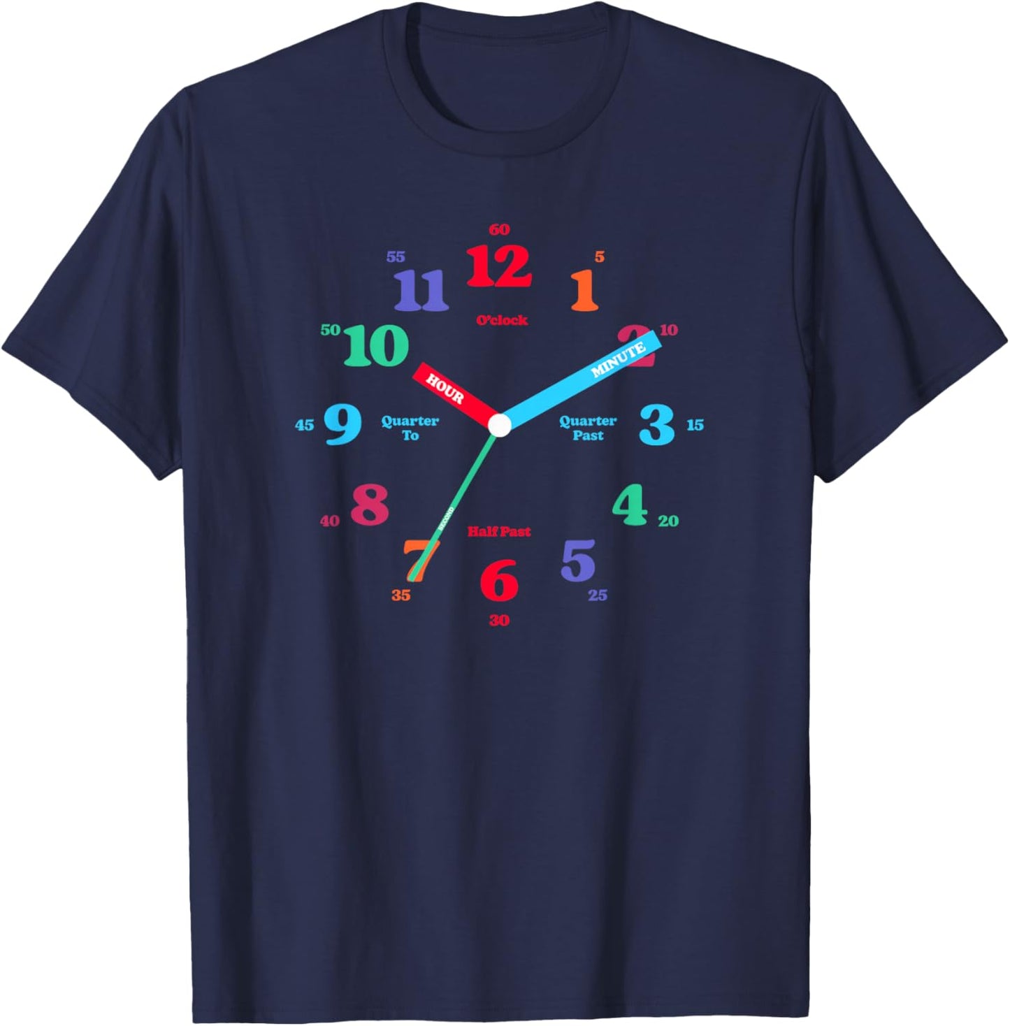 Time Teaching Clock Kids Young Child T-Shirt - T-Shirt | Navy