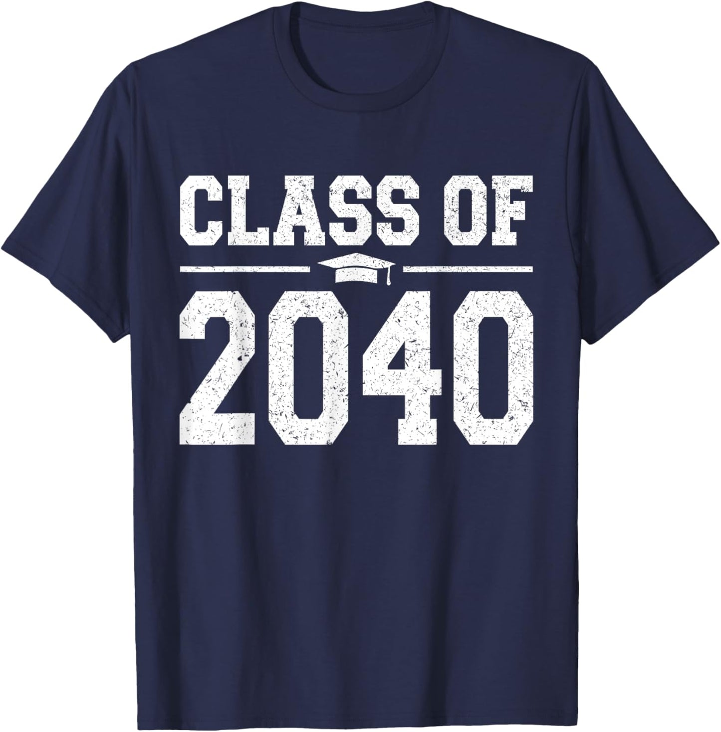 Class of 2040 Grow With Me Graduation Vintage Kindergarten T-Shirt - T-Shirt | Navy