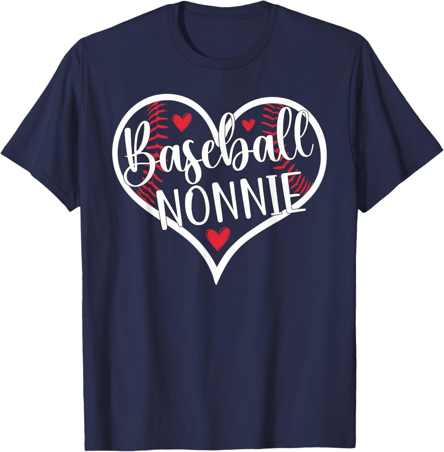 Baseball Nonnie Heart Nonnie Of A Baseball Player Nonnie T-Shirt - T-Shirt | Navy