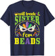 Happy Mardi Gras Will Trade Sister for Beads Trader Brother T-Shirt - T-Shirt | Navy
