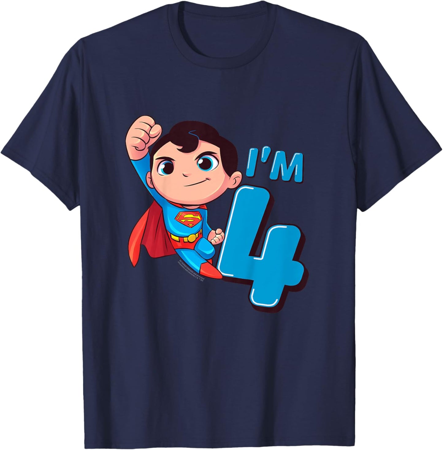 Kids Superman 4th Birthday Cute I'm 4 T-Shirt - T-Shirt | Navy