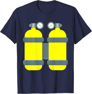 Scuba Diver Tanks Backprint Halloween Costume T-Shirt - T-Shirt | Navy