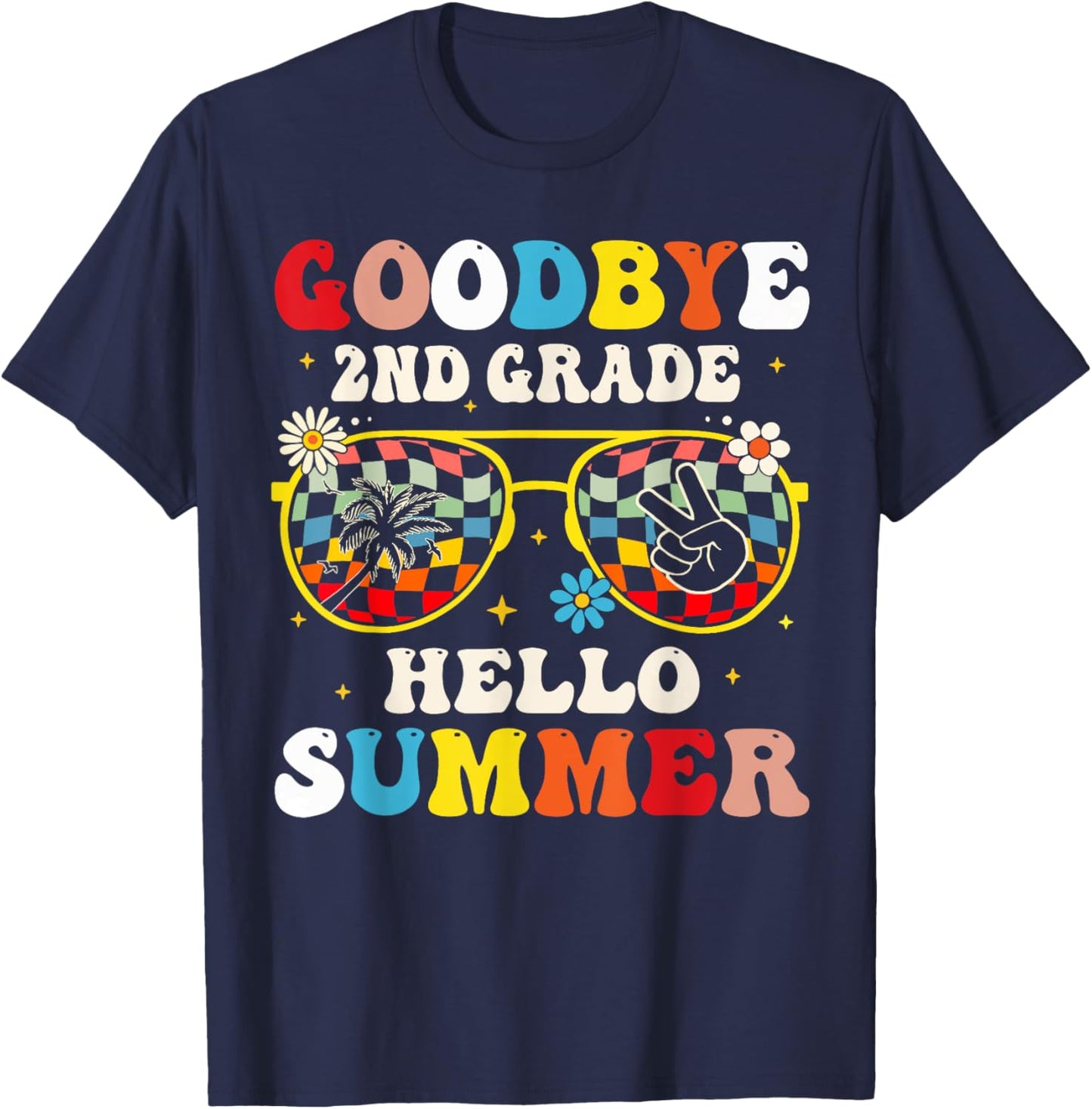 Goodbye 2nd Grade Graduation To 3rd Grade Hello Summer Kids T-Shirt - T-Shirt | Navy