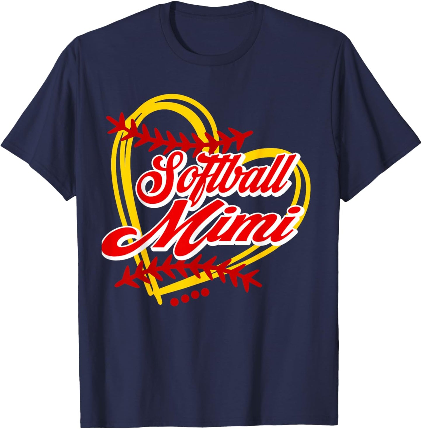 Softball Mimi Heart Softball Player Lover T-Shirt - T-Shirt | Navy