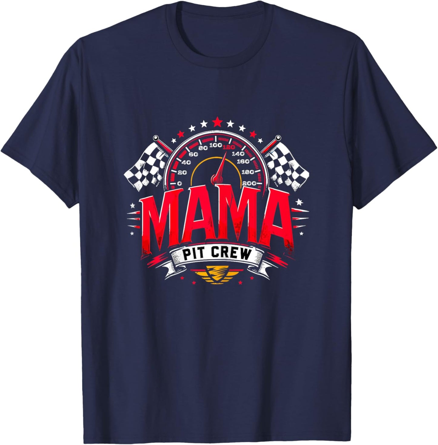 Mama Pit Crew Mom Racing T-Shirt - T-Shirt | Navy