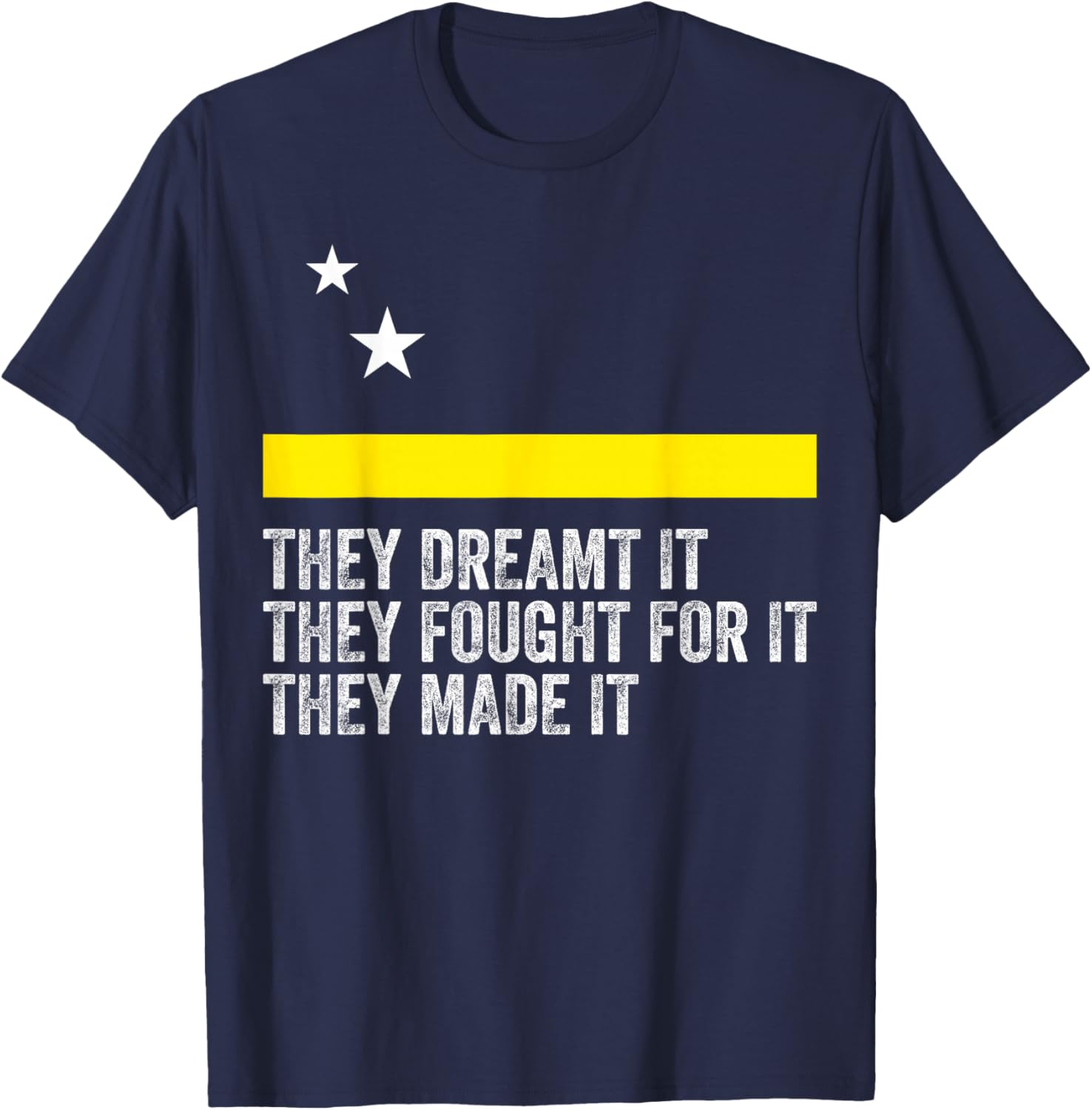 Curacao Flag Inspired Motivational Quote Design T-Shirt - T-Shirt | Navy