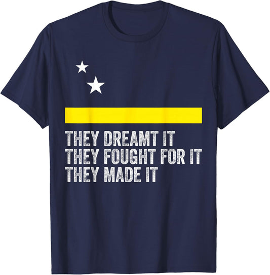 Curacao Flag Inspired Motivational Quote Design T-Shirt - T-Shirt | Navy