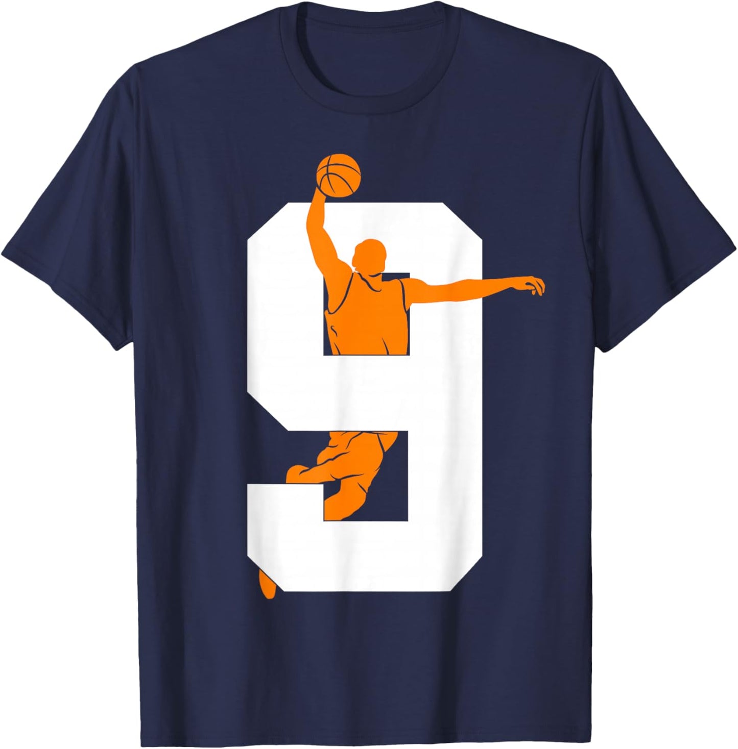 Number 9 Years Basketball 9th Birthday T-Shirt - T-Shirt | Navy
