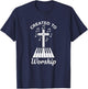 Christian Created to Worship Piano Cross Worship Design T-Shirt - T-Shirt | Navy