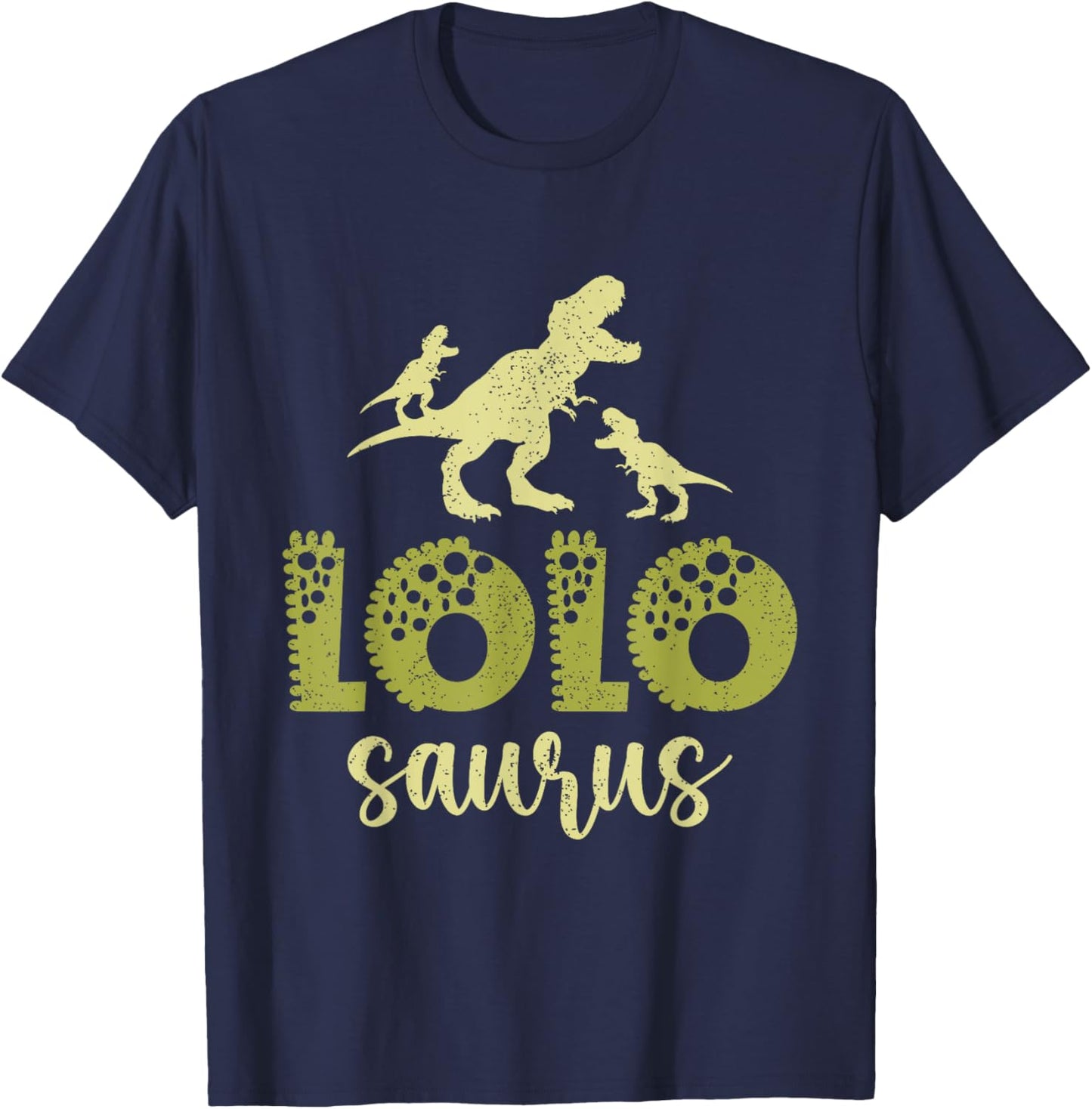 Vintage Lolosaurus Fathers day Dad Papa Grandpa Dinosaurs T-Shirt - T-Shirt | Navy
