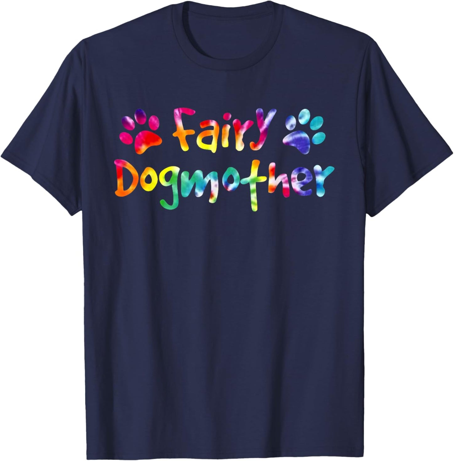Fairy Dog Mother Shirt, Puppy Paw Mom Tie Dye T-Shirt - T-Shirt | Navy