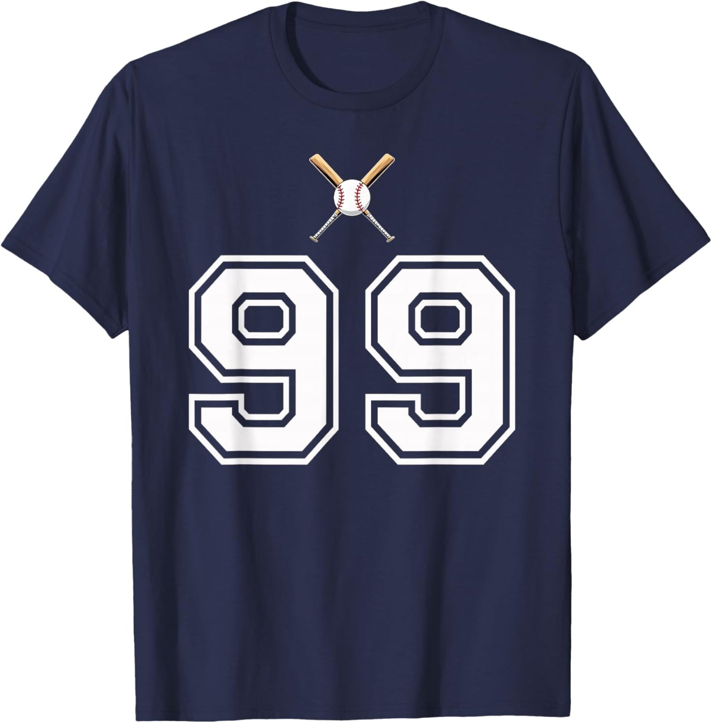 99 Number Baseball Style Vintage White T-Shirt - T-Shirt | Navy