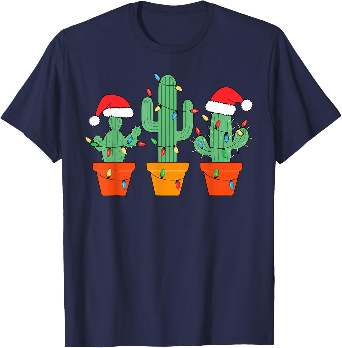 Christmas Cactus Cute Succulent Plant Xmas Men Women Kids T-Shirt - T-Shirt | Navy