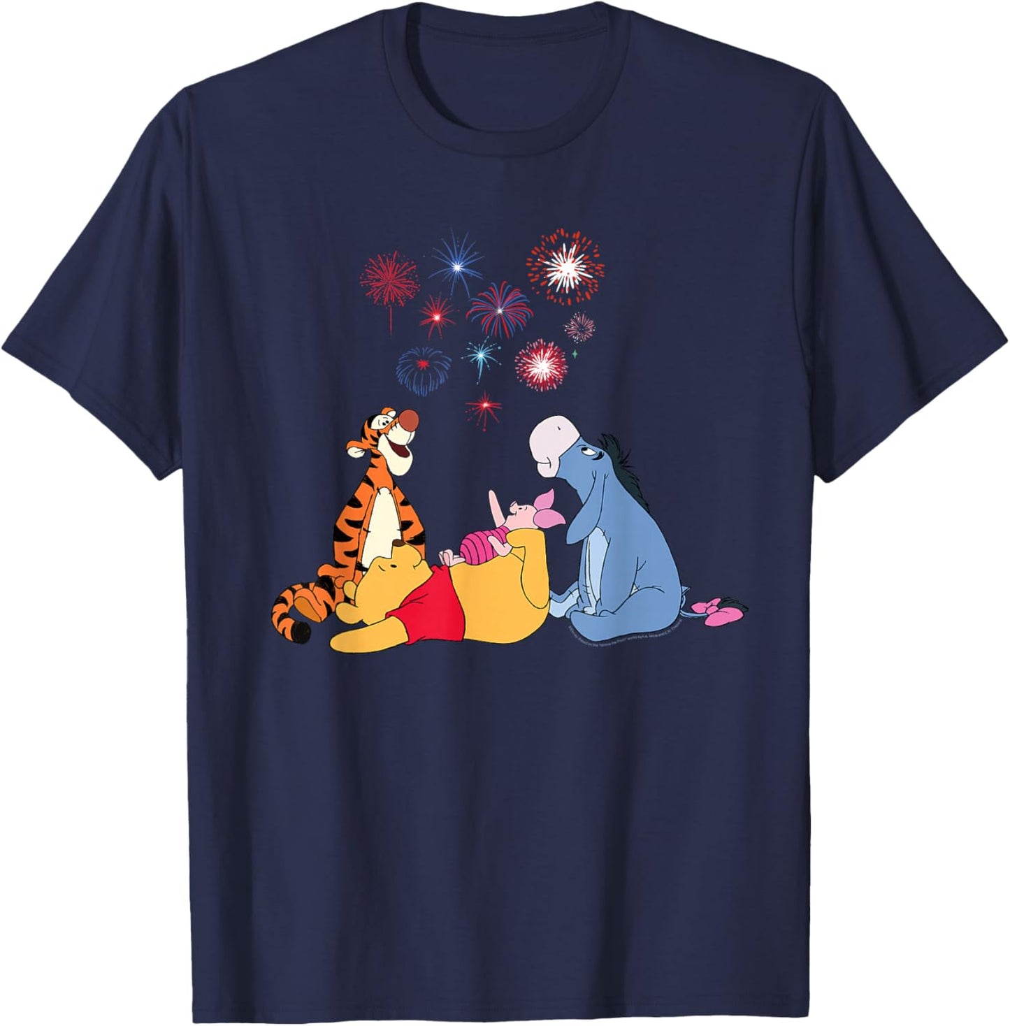Disney Winnie The Pooh 4th of July Fireworks USA 250th T-Shirt - T-Shirt | Navy