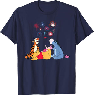 Disney Winnie The Pooh 4th of July Fireworks USA 250th T-Shirt - T-Shirt | Navy