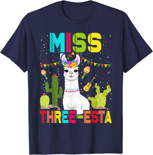 Miss Fiesta Three-Esta Girl 3rd Birthday Mexican Party T-Shirt - T-Shirt | Navy